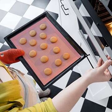 Perforated Baking Mats, 2 PCS Pink Eclair Silicone Mat for Half Sheet, Non-Stick Reusable Oven Liners for Making Bread/Pizza/Pastry/Cookie 11 5/8" x 16 1/2", Sakura Pink