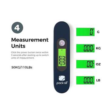 pack all 110 Lbs Luggage Scale, Digital Handheld Luggage Scale, Baggage Scale, Travel Weight Scale f...
