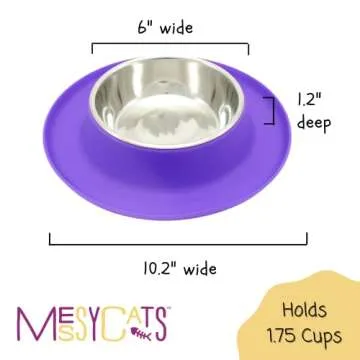 Messy Cats Silicone Cat Feeder - Stainless Steel Bowl