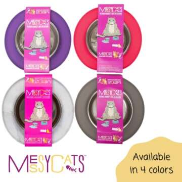 Messy Cats Silicone Cat Feeder - Stainless Steel Bowl