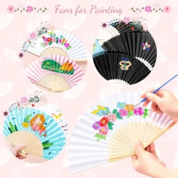 Grosun 50 Packs White Paper Fans for Weddings and Parties