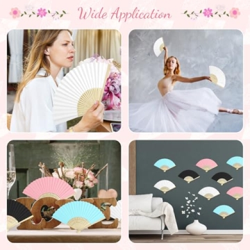 Grosun 50 Packs White Paper Fans for Weddings and Parties