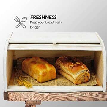 AVV White Farmhouse Bread Box for Stylish Kitchen Storage