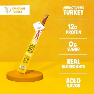 Chomps Original Turkey Jerky Snack Sticks - High-Protein Snack