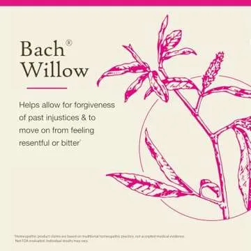 Bach Original Flower Remedies, Willow for Forgiveness, Natural Homeopathic Flower Essence, Holistic Wellness, Vegan, 20mL Dropper