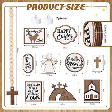 Amyhill 17 Pcs He is Risen Tiered Tray Decor Wooden Religious Christmas Decoration Jesus Tomb Tray B...