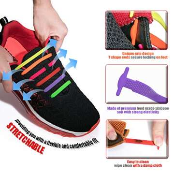 HOMAR No Tie Shoelaces for Everyone Stretchable & Easy