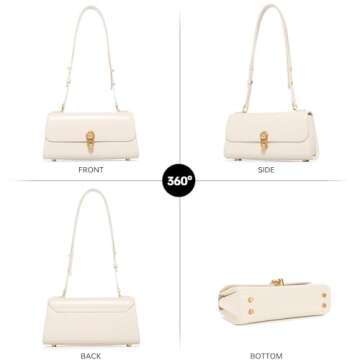 Small Purse Leather Bags For Women: White Shoulder Handbags Crossbody Bag - Smooth Soft Ideal for Travel Office Everyday Comfort