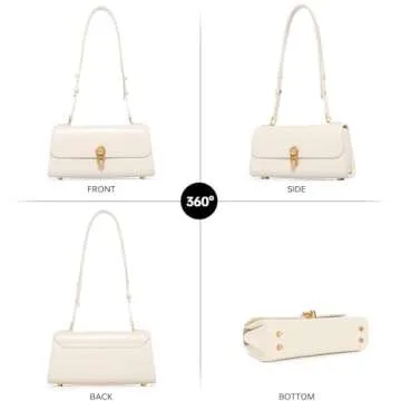 Small Purse Leather Bags For Women: White Shoulder Handbags Crossbody Bag - Smooth Soft Ideal for Travel Office Everyday Comfort