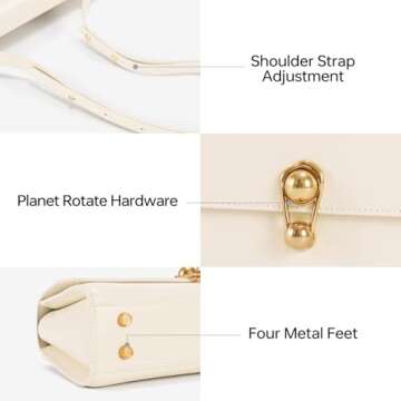 Small Purse Leather Bags For Women: White Shoulder Handbags Crossbody Bag - Smooth Soft Ideal for Travel Office Everyday Comfort