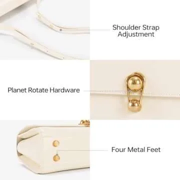 Small Purse Leather Bags For Women: White Shoulder Handbags Crossbody Bag - Smooth Soft Ideal for Travel Office Everyday Comfort