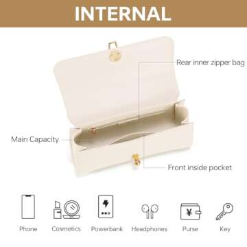 Small Purse Leather Bags For Women: White Shoulder Handbags Crossbody Bag - Smooth Soft Ideal for Travel Office Everyday Comfort