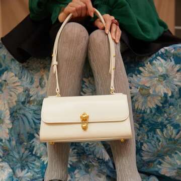 Small Purse Leather Bags For Women: White Shoulder Handbags Crossbody Bag - Smooth Soft Ideal for Travel Office Everyday Comfort