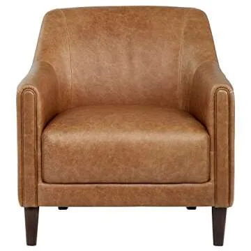 Amazon Brand – Stone & Beam Grover Modern Living Room Accent Chair, 30"W, Cognac Leather