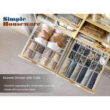 Simple Houseware Closet Underwear Organizer Drawer Divider 4 Set, Gray