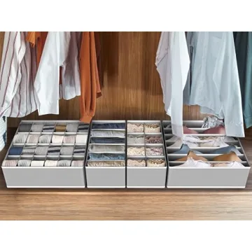 Simple Houseware Closet Underwear Organizer Drawer Divider 4 Set, Gray