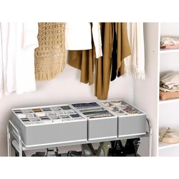 Simple Houseware Closet Underwear Organizer Drawer Divider 4 Set, Gray