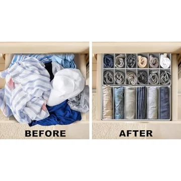 Simple Houseware Closet Underwear Organizer Drawer Divider 4 Set, Gray