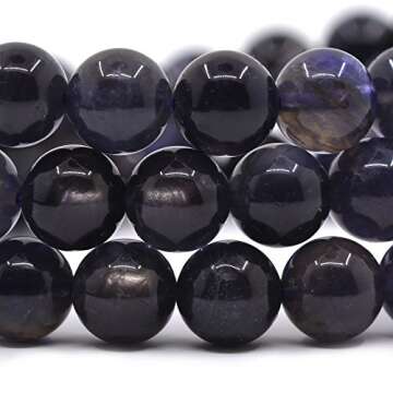 Justinstones Natural Iolite Gemstone 8mm Round Beads Stretch Bracelet 7 Inch Unisex