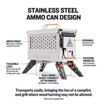 Ignik FireCan Deluxe Portable Fire Pit and Grill - Compact Design