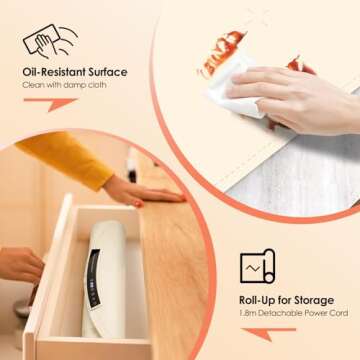 Food Warming Mat, Electric Warming Tray for Buffets & Parties, Silicone Heating Mat for Food with 9 Temperature Settings, Roll-Up Storage, 25.8"x15.6"