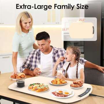 Food Warming Mat, Electric Warming Tray for Buffets & Parties, Silicone Heating Mat for Food with 9 Temperature Settings, Roll-Up Storage, 25.8"x15.6"