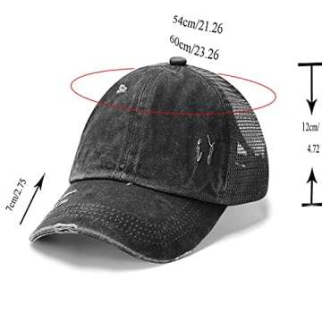 Criss Cross Hat Washed Distressed Baseball Cap Ponytail Hat High Messy Bun Ponycap for Women