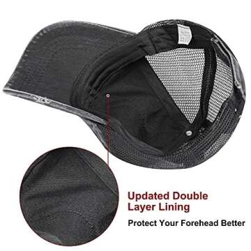 Criss Cross Hat Washed Distressed Baseball Cap Ponytail Hat High Messy Bun Ponycap for Women