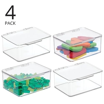 mDesign Plastic Storage Organizer Boxes for Toys & Art Supplies