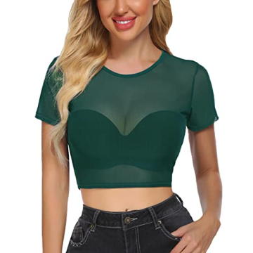 Avidlove Mesh Crop Top for Women, Cute Coverup Tee