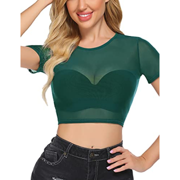 Avidlove Mesh Crop Top for Women, Cute Coverup Tee