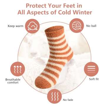 Lisacool 5 Pairs Women Socks Winter - Winter Wool Socks - Thick Thermal Knit Vintage Cozy Crew Soft Socks Christmas Stocking Stuffers Gifts for Women