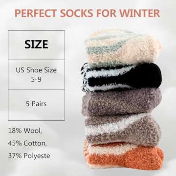 Lisacool 5 Pairs Women Socks Winter - Winter Wool Socks - Thick Thermal Knit Vintage Cozy Crew Soft Socks Christmas Stocking Stuffers Gifts for Women