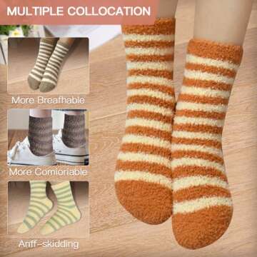 Lisacool 5 Pairs Women Socks Winter - Winter Wool Socks - Thick Thermal Knit Vintage Cozy Crew Soft Socks Christmas Stocking Stuffers Gifts for Women