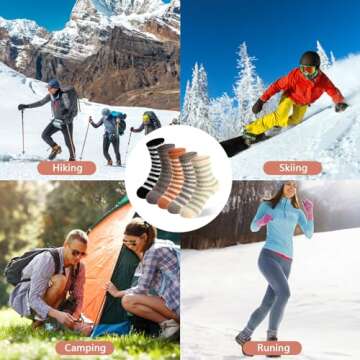 Lisacool 5 Pairs Women Socks Winter - Winter Wool Socks - Thick Thermal Knit Vintage Cozy Crew Soft Socks Christmas Stocking Stuffers Gifts for Women