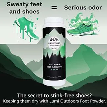 Lumi Outdoors Natural Foot Powder - Effective Shoe Odor Eliminator