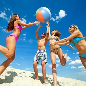 24 Pack 16 Inches Inflatable Beach Ball Kids and Adults Blow up Rainbow Colored Beach Ball for Beach Pool Party Favors School Water Games Toys Summer Supplies (Colorful)