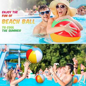 24 Pack 16 Inches Inflatable Beach Ball Kids and Adults Blow up Rainbow Colored Beach Ball for Beach Pool Party Favors School Water Games Toys Summer Supplies (Colorful)