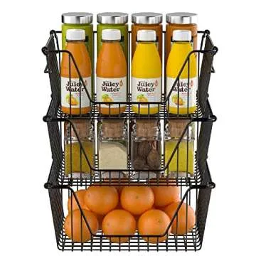 Slideep Wire Storage Baskets, Freezer Baskets Farmhouse Stackable Organizer Storage Bins Large Organ...