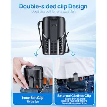 DeeKom Portable Waist Fan with 6-Speed Airflow and Battery