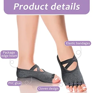 SATINIOR 6 Pairs Non-Slip Yoga Socks for Women
