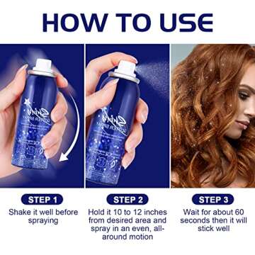 LATIBELL 2.11fl.oz Silver Glitter Spray for Hair, Spray On Fine Glitter Body Shimmer Party Rave Festival Accessories for Women