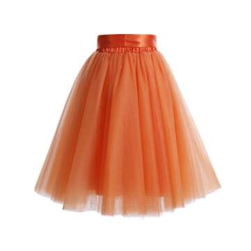 White Tulle Skirts for Women Knee Length Long Adult Tutu Layered Short Prom Party Midi Skirt for Girls White L