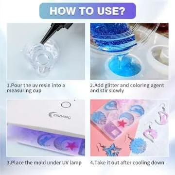 OSBANG 500g UV Resin Crystal Clear Hard UV Cure Epoxy Resin, Upgraded Formula UV Resin, Solar Activated Glue Kit Transparent Resin, Ultraviolet Fast Curing Resin for Jewelry Making Craft Decoration