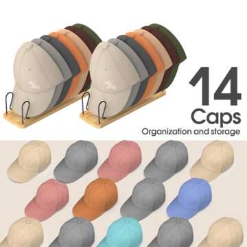 JigJag Hat Organizer for 14 Baseball Caps - Stylish Storage