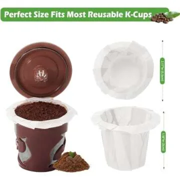 Aussen Disposable Coffee Paper Filters Replacement Kerig Filter Fit All Keurig Single Serve Filter Brands Compatible with Reusable Single Serve Pods Keurig Coffee Maker 300 Count