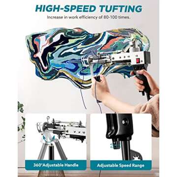 BESGEER Rug Tufting Gun with Carpet Trimmer Kit, 2 in 1 Cut and Loop Pile Electric Tufting Gun, 5-45 Stitches/s High Speed Rug Gun, 4-19mm Pile Height