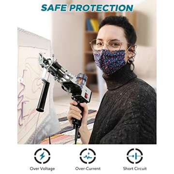 BESGEER Rug Tufting Gun with Carpet Trimmer Kit, 2 in 1 Cut and Loop Pile Electric Tufting Gun, 5-45 Stitches/s High Speed Rug Gun, 4-19mm Pile Height