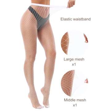 VEBZIN 2 Style Mesh White Fishnet Stockings for Women Fishnets Tights High Waist Stockings Fish Nets...