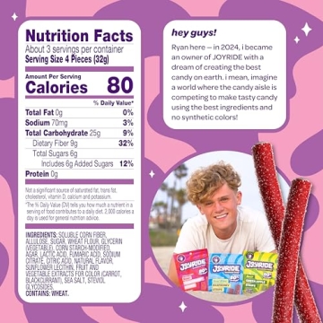 Low-Calorie JOYRIDE Sour Strawberry Ropes for Healthy Snacking